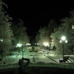 Каскадка зимой ночью